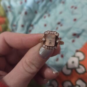 Rose Gold Ring with Pale Pink Center And moissanite